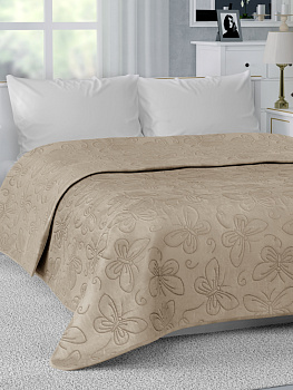 Покрывало 240х260см DE'NASTIA Бабочки двустороннее бежевое 100%полиэстер 000000000001198835