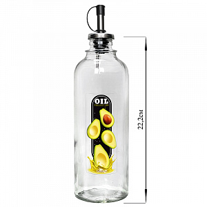Бутылка для масла 500мл LARANGE Oil collection с авокадо цилиндрическая с металлическим дозатором стекло 000000000001212508