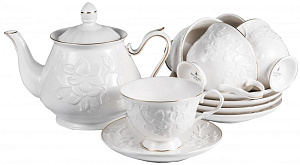 Сервиз чайный 13 предметов (чашки 220мл, чайник 1л) BALSFORD Грация Агава фарфор 000000000001183392