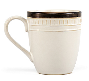 Кружка 410мл NINGBO Орнамент белый/черная полоса глазурованная керамика 000000000001217642