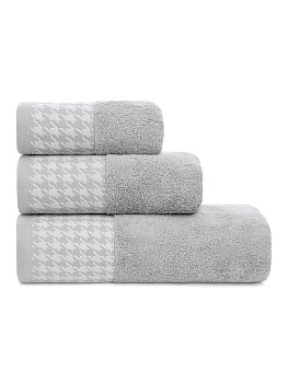 Полотенце махровое 70x130см DE'NASTIA Бордюр гусиная лапка серый хлопок 100% 000000000001219821