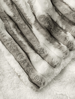Плед 150x200см DE'NASTIA Double soft кролик с шерпой серый/белый полиэстер 000000000001220277