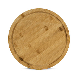 Доска разделочная 28х28х1,5см LUCKY круглая со стоком для жидкости бамбук 000000000001221168