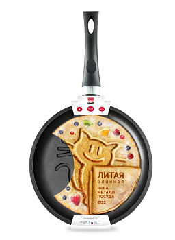Сковорода блинная 22см НЕВА МЕТАЛЛ ПОСУДА Кот литой алюминий 000000000001141318