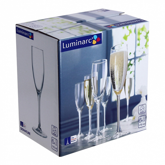 СИГНАТЮР Набор фужеров для шампанского 6шт 170мл LUMINARC стекло H8161 000000000001098475