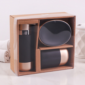 Набор для ванной 3 предмета Руж мыльница дозатор для мыла стакан черный керамика 000000000001211468