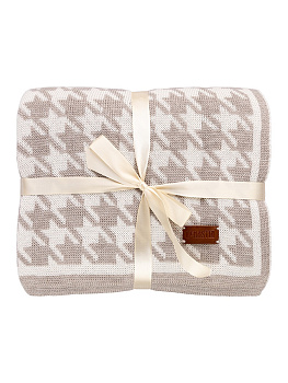 Плед 150х200см DE'NASTIA Гусиные лапки молочный/бежевый 100%акрил 000000000001212169