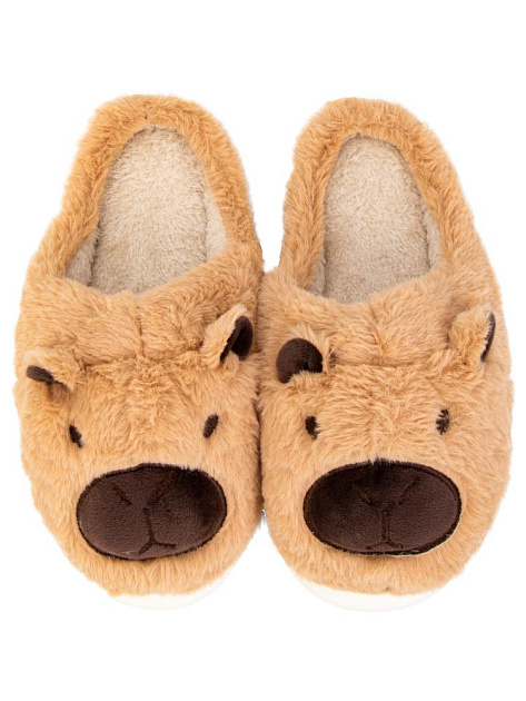 Тапочки домашние 38-39 женские капибара меховые бежевый ЭВА/полиэстер 000000000001228864