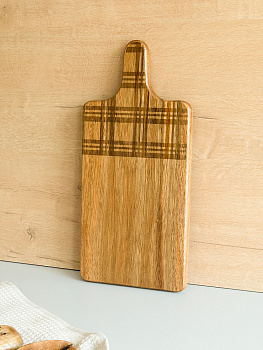 Доска разделочная 16,5x35x1,5см DE'NASTIA прямоугольная с узором коричневый дерево 000000000001228050