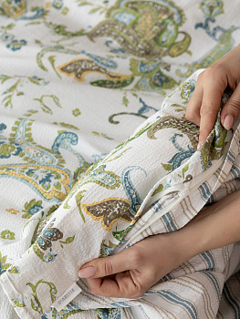 Комплект постельного белья2спDE'NASTIA(пододеяльник175х210см простыня215х240см наволочки70x70см-2шт)BotehОгурцы/Полоска белый/зеленый/синийЖатыйХлопок 000000000001227509