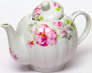 Чайник фарфор 1000мл подарочная упаковка Флора Акварель Olaff 124-01200 000000000001200550