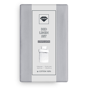 Комплект постельного белья 1,5сп 50х70см-2шт LUCKY серый страйп-сатин хлопок 000000000001218117