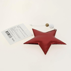 Новогоднее подвесное украшение Блестящая красная звезда из полиуретана 10,5x1,5x10,5см 81436 000000000001201827