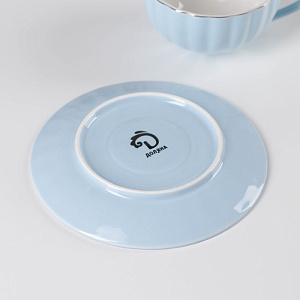 Пара чайная 200мл/15см ДОЛЯНА Вивьен голубая фарфор 000000000001210605