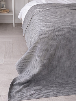 Простыня махровая 150x200см DE'NASTIA серый жаккард хопок 000000000001207126