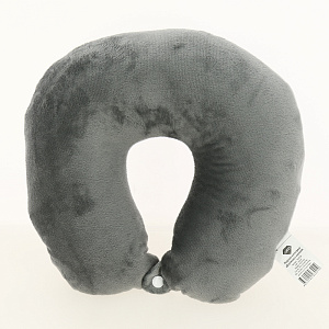 Подушка антистресс LUCKY дорожная с кнопкой серая полиэстер 000000000001199323