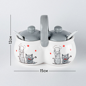 Набор для специй 2х секционный 250мл ELRINGTON КОТЫ-ПОВАРЯТА подарочная упаковка керамика 000000000001206066
