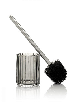 Щетка для унитаза с подставкой 10x10x35,5см 560мл DE'NASTIA Граненое стекло серый/серебряный стекло/нержавеющая сталь 000000000001218918