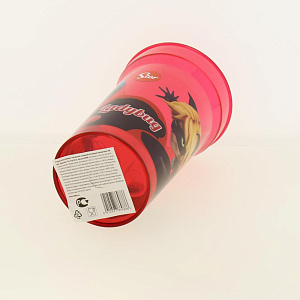 Стакан пластиковый 460мл с соломинкой и крышкой-полусферой прозрачный Леди Баг Stor 271358/86988 000000000001193201