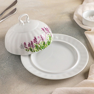 Масленка 500мл ДФЗ Лаванда белый фарфор 000000000001210826