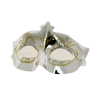Маскарадная маска Серебряная из пластика (полипропилен) с лентой для крепления на голове / 16х10х6,5см арт.80598 000000000001191308