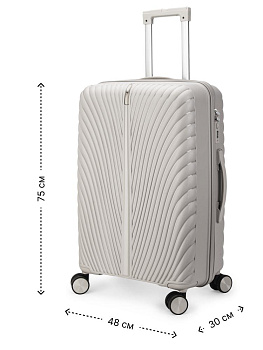Чемодан на колесах L (48х30х75см) молния серый PP 000000000001226539