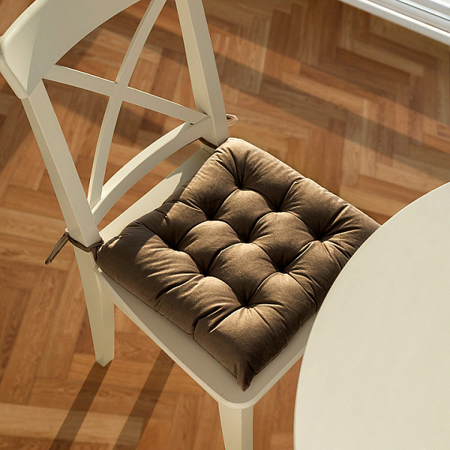 Подушка на стул 40х40см DE'NASTIA коричневый велюр полиэстер 000000000001209646