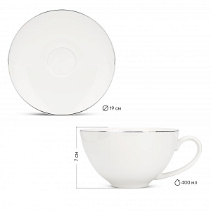 Набор чайный 4 предмета Классик с серебром в подарочной упаковке фарфор 000000000001219689