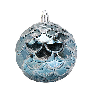 Декоративное украшение Набор шаров 4шт 8см Рельеф серия Голубая пластик 000000000001224115