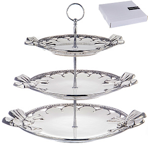 Фруктовница 3-х ярусная блюдо фарфор 26х20,5х3,5см+33х26х4см+38х33х13,5см белая упаковка BOWKNOTL Balsford 147-31015 000000000001194024