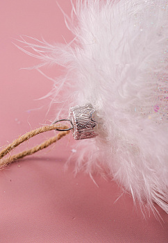 Декоративное украшение Шар №4,5 D8см БИРЮСИНКА Перышки белый стекло 000000000001207648