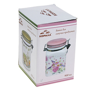 Банка с клипсой для сыпучих продуктов Коралл, 0.9л 000000000001153864