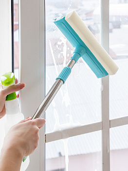 Окномойка 75-125см LUCKY с телескопической ручкой голубой нержавеющая сталь/пенополиуретан/резина 000000000001217310