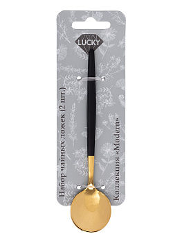 Набор чайныx ложек 2шт LUCKY Modern черный/золото нержавеющая сталь 000000000001212639