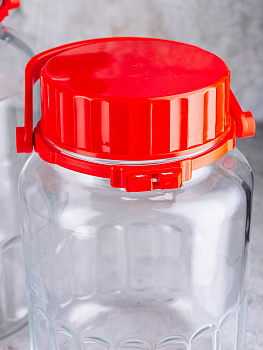 HARVEST Банка для сыпучих продуктов 3л PASABAHCE красная крышка стекло 000000000001205302