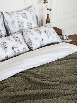 Плед 150x200см DE'NASTIA плетеный зеленый хлопок/шенилл 000000000001230286