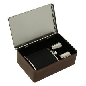 Набор подарочный Штопоры в коробке из окраш-го черного металла: фляга для спиртных напитков, 200 мл и 2 стопки, 20.2x13.2x6.7см 3781 000000000001195741