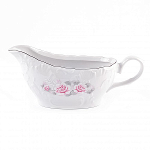 Сервиз столовый 24 предмета CMIELOW Рококо Бледная роза отводка платиной фарфор 000000000001214843