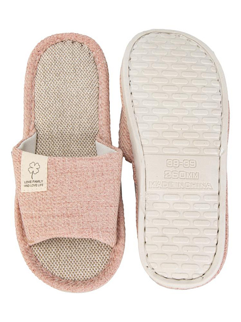 Тапочки домашние 38-39 женские открытые текстильные розовый полиэстер/ПВХ 000000000001228888