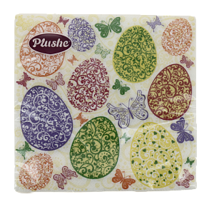 Салфетки бумажные 2слоя 15листов Plushe Пасхальные узоры 16434 000000000001204665