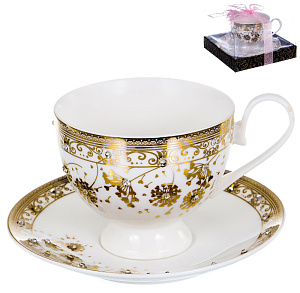Чайная пара (чашка 230мл) BALSFORD Passion подарочная упаковка с бантом фарфор 000000000001193947
