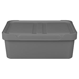 Ящик 38х27,6х14см 12л ECONOVA LUXE универсальный с крышкой серый пластик 000000000001206125
