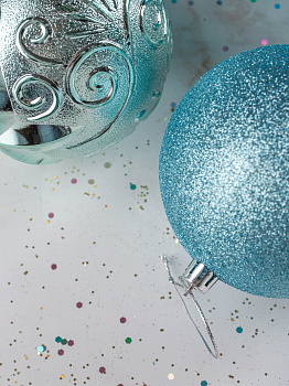 Набор украшений декоративных 4шт голубой (шар матовый 10см-1шт, шар с блестками 10см-1шт, шар с рисунком 10см-2шт) 000000000001208298