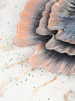 Блюдо сервировочное 18см EFE GLASS Ракушка серебро стекло 000000000001213513