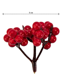 Ветка с ягодами для декора 45см рябина  красный 000000000001228774