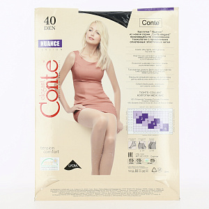 Колготки женские 40ден р4 CONTE Nuance Nero 88%полиамид 12%эластан 000000000001031303
