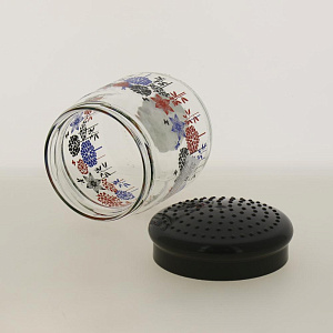 Банка для сыпучих продуктов 425мл FACKELMANN Style цветы серая крышка стекло 000000000001194382