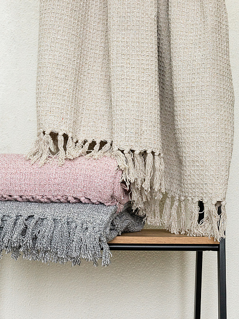 Покрывало 150x200см DE'NASTIA бежевый вафельное меланж хлопок 000000000001229650