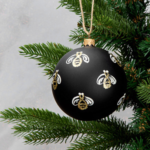Декоративное украшение Шар №5 D9,5см БИРЮСИНКА Пчелы черный стекло 000000000001207650