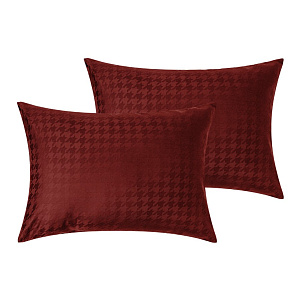 Наволочки 2шт 50х70см DE'NASTIA JQ гусиная лапка сатин бордовый хлопок 000000000001215828